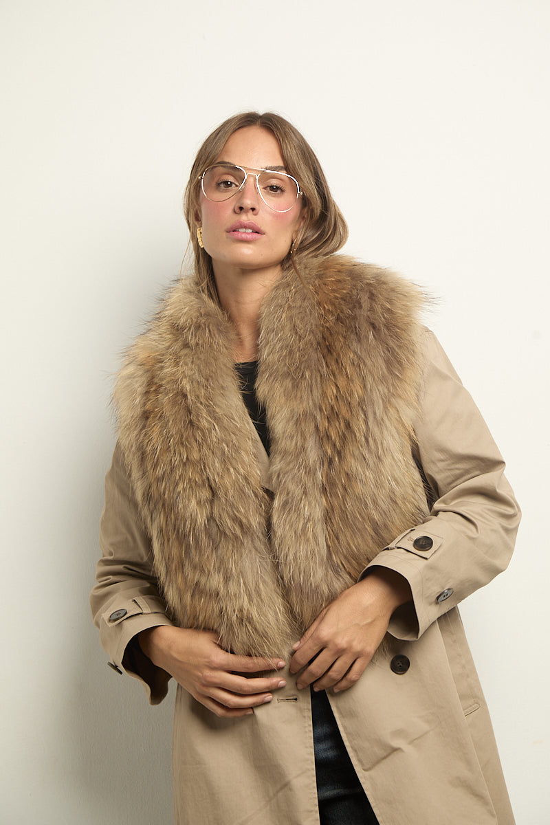 Estola de piel de raccoon natural