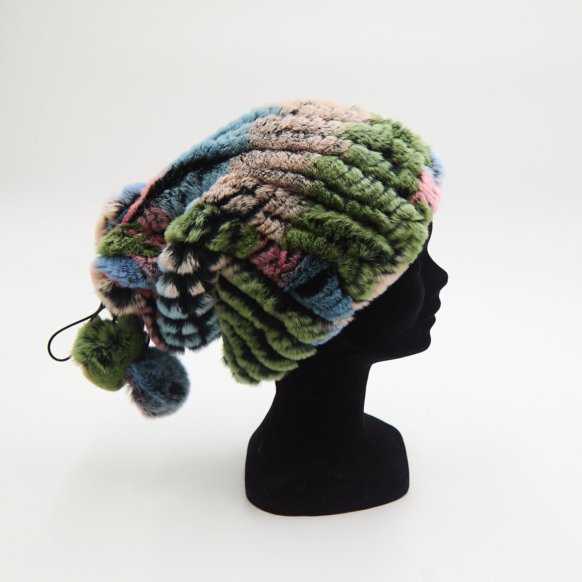 Cuello/gorro piel rex multicolor verde