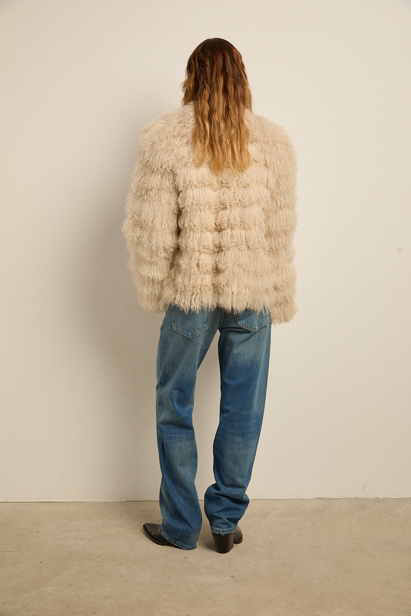 Chaqueta piel natural tibetlamb beige