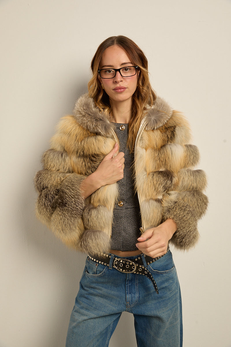 Chaqueta con capucha zorro golden island