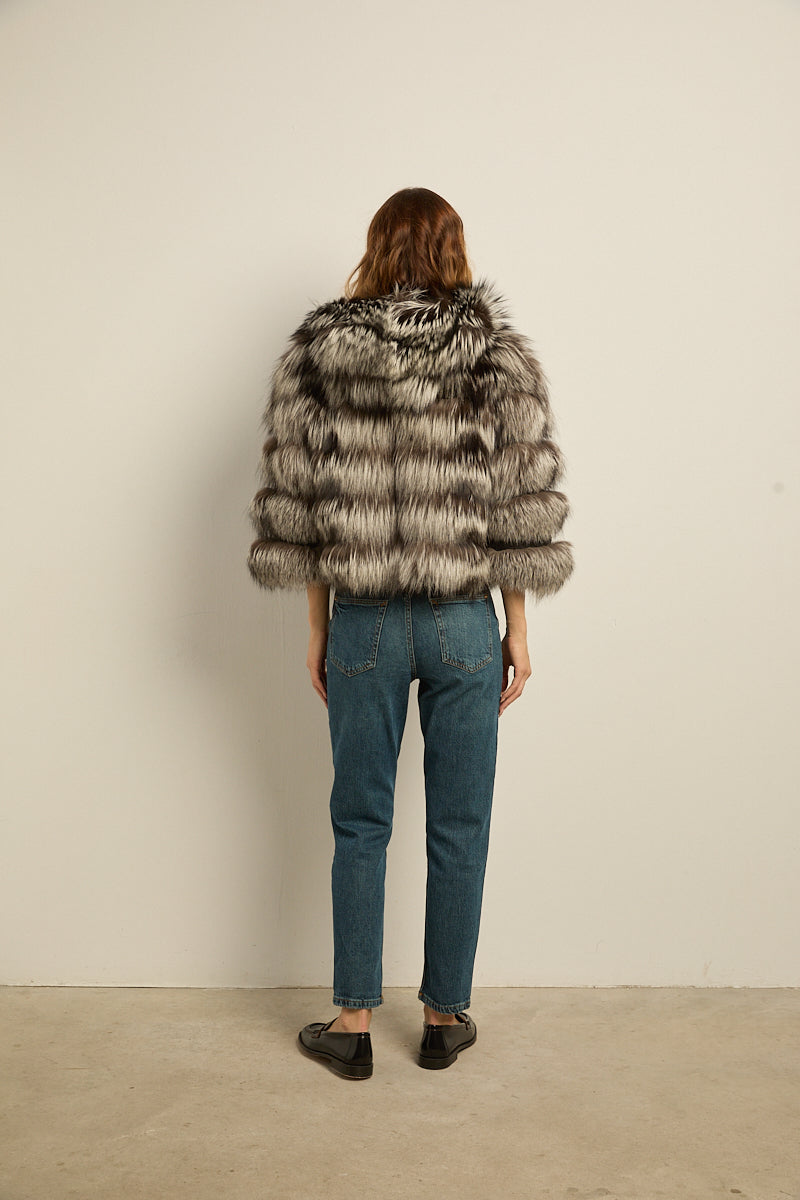 Chaqueta con capucha zorro silver fox