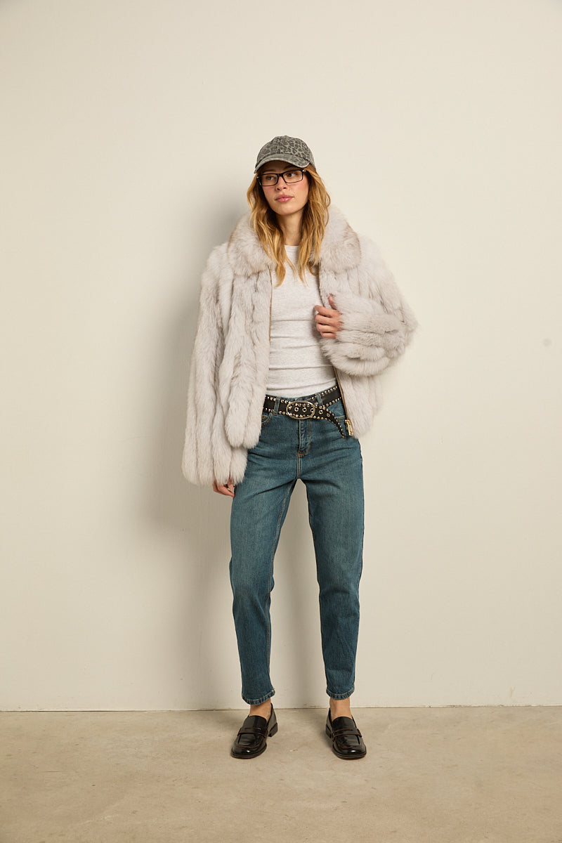 Chaqueta zorro natural blue fox