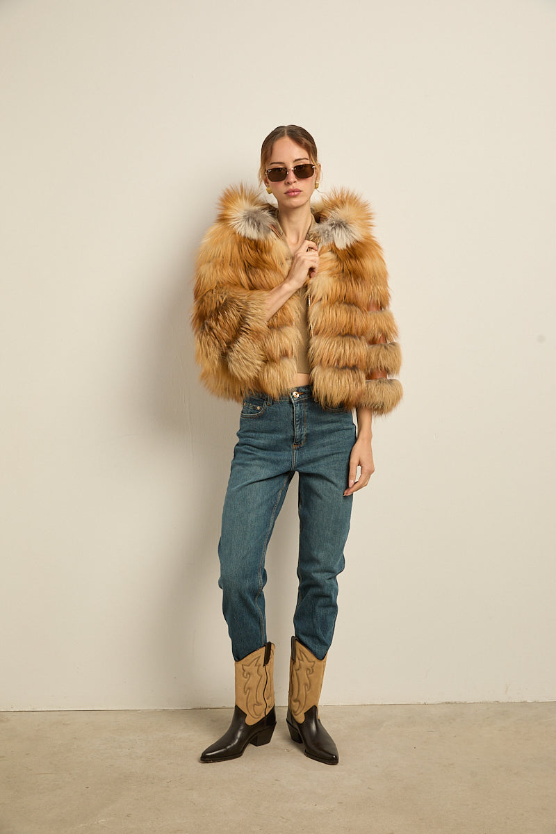 Chaqueta con capucha zorro gold