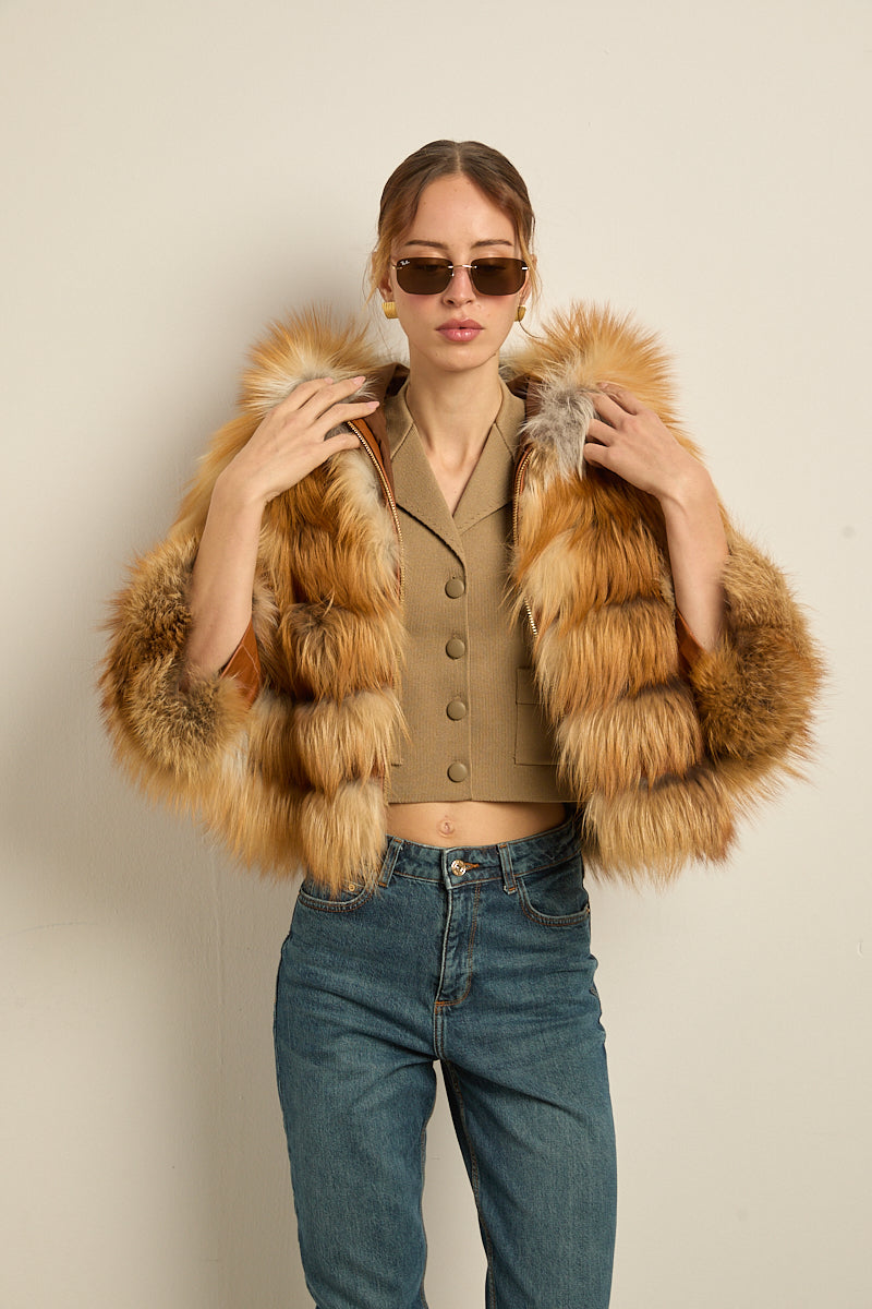 Chaqueta con capucha zorro gold