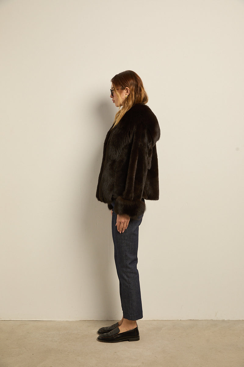 Chaqueta visón brown con zorro brown DIVA COLLECTION