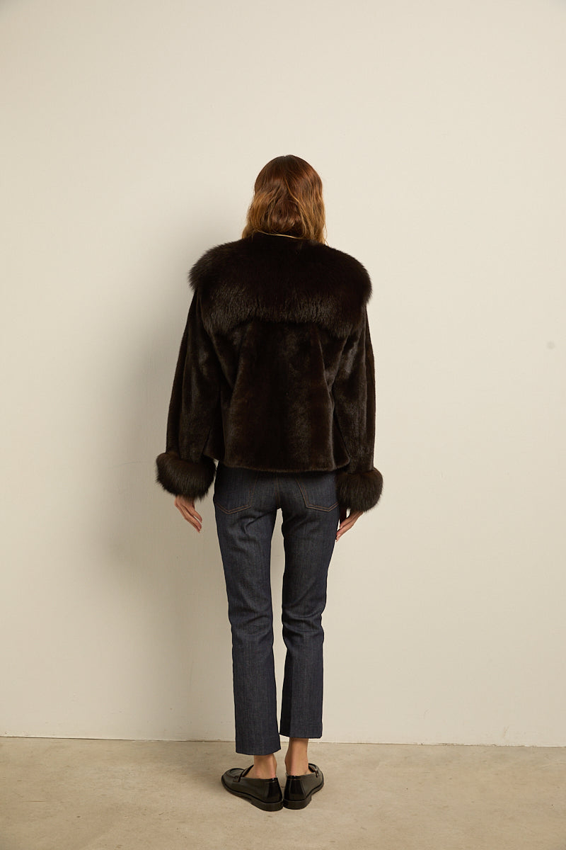 Chaqueta visón brown con zorro brown DIVA COLLECTION