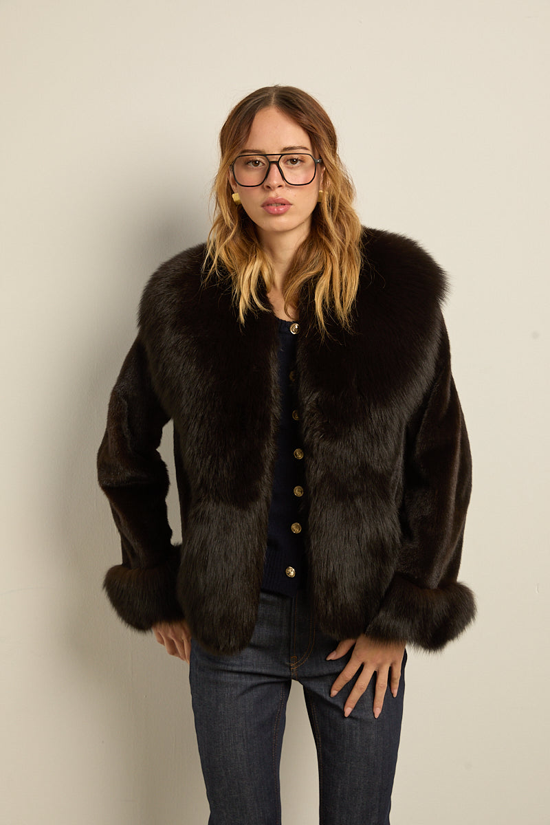 Chaqueta visón brown con zorro brown DIVA COLLECTION