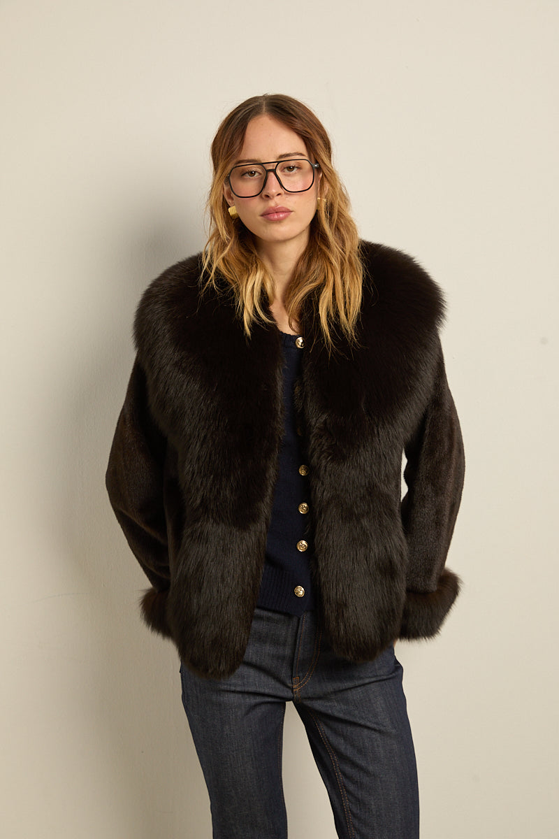 Chaqueta visón brown con zorro brown DIVA COLLECTION