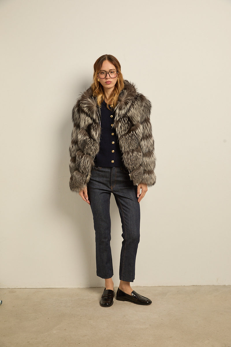 Chaquetón con capucha zorro silver fox