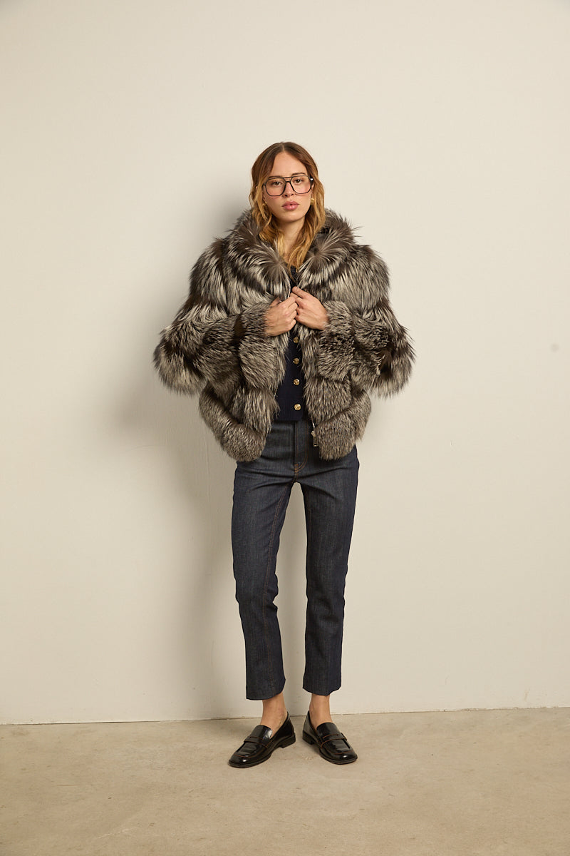 Chaquetón con capucha zorro silver fox