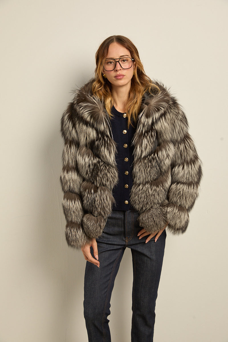 Chaquetón con capucha zorro silver fox