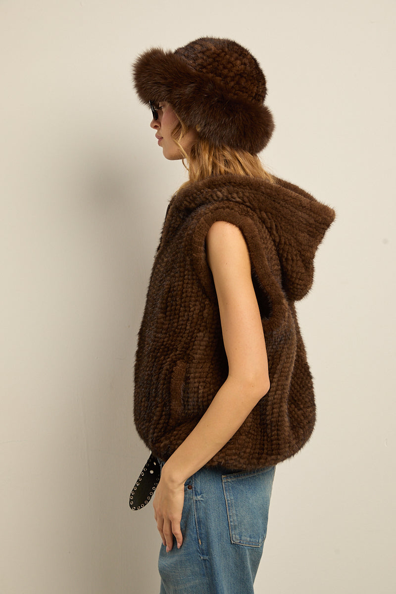 Gorro visón natural con zorro
