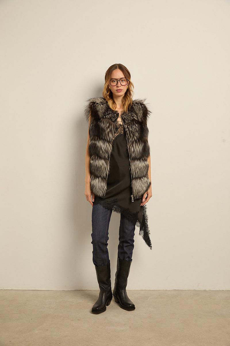 Chaleco zorro natural silver fox