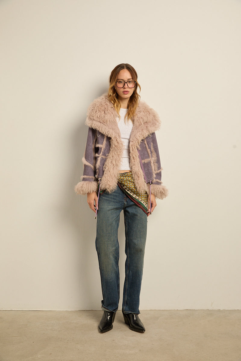 Chaqueta doble faz lila rabbit con cordero