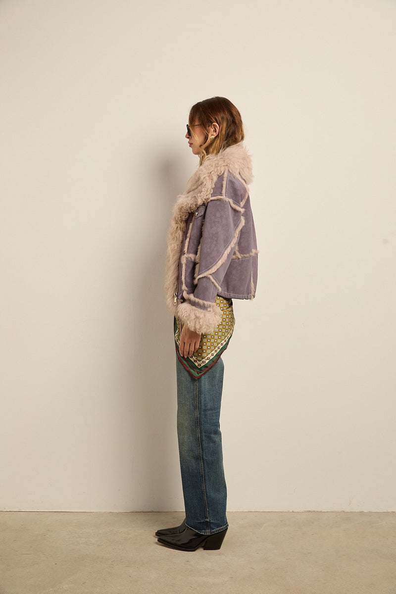 Chaqueta doble faz lila rabbit con cordero