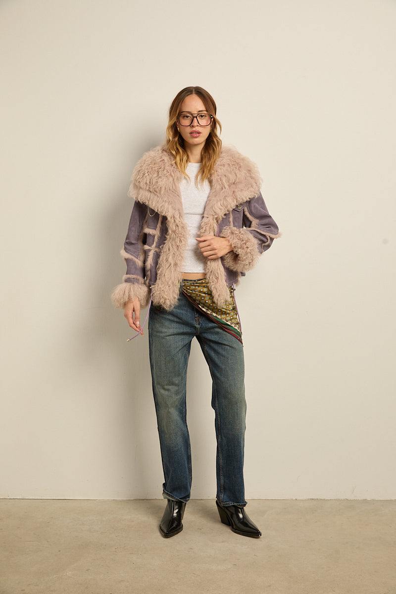 Chaqueta doble faz lila rabbit con cordero