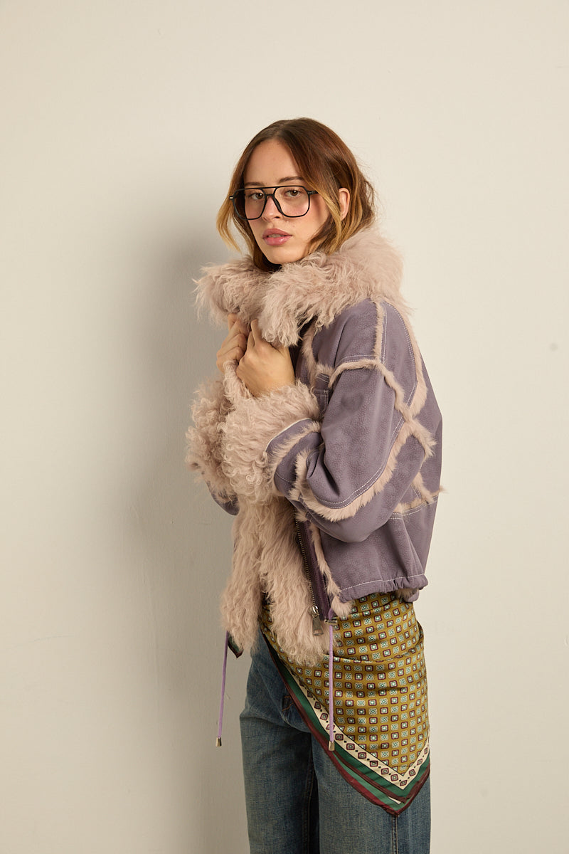 Chaqueta doble faz lila rabbit con cordero