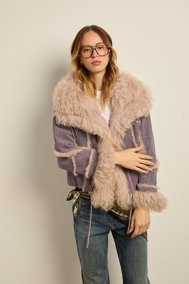 Chaqueta doble faz lila rabbit con cordero