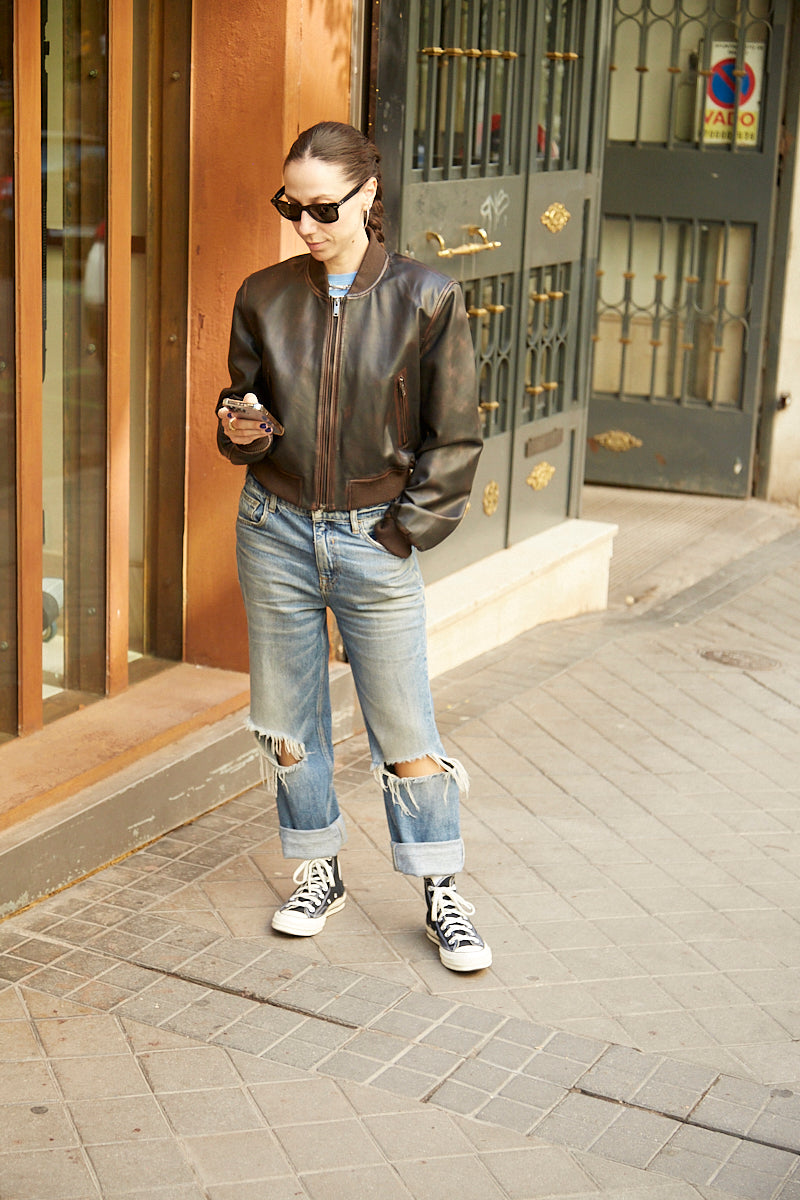Bomber de cuero oversize