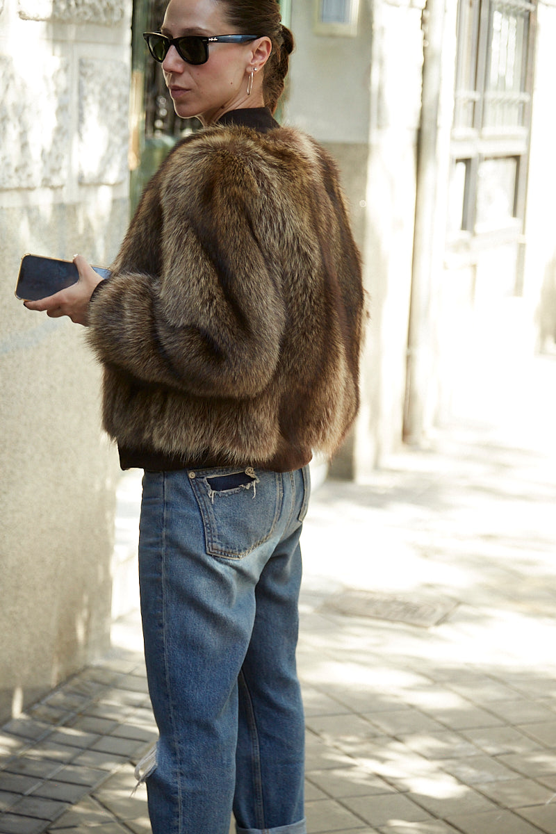 Chaqueta bomber raccoon natural