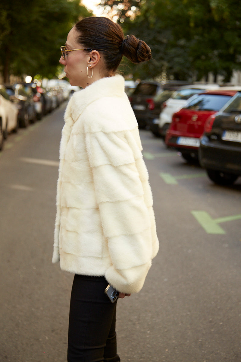 Chaqueta visón blanco perla modelo Cocó