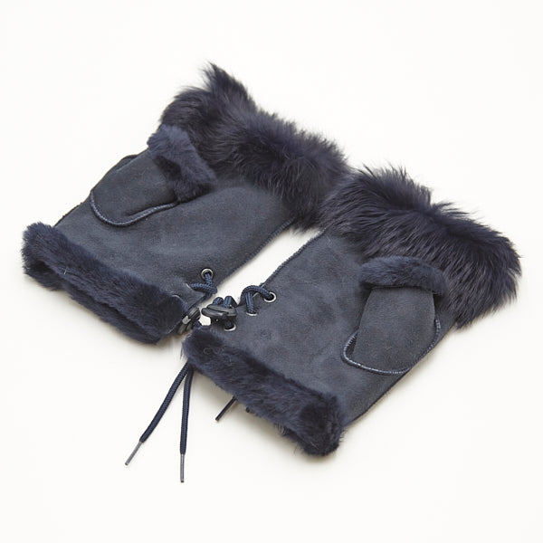 Mitones piel vuelta azul