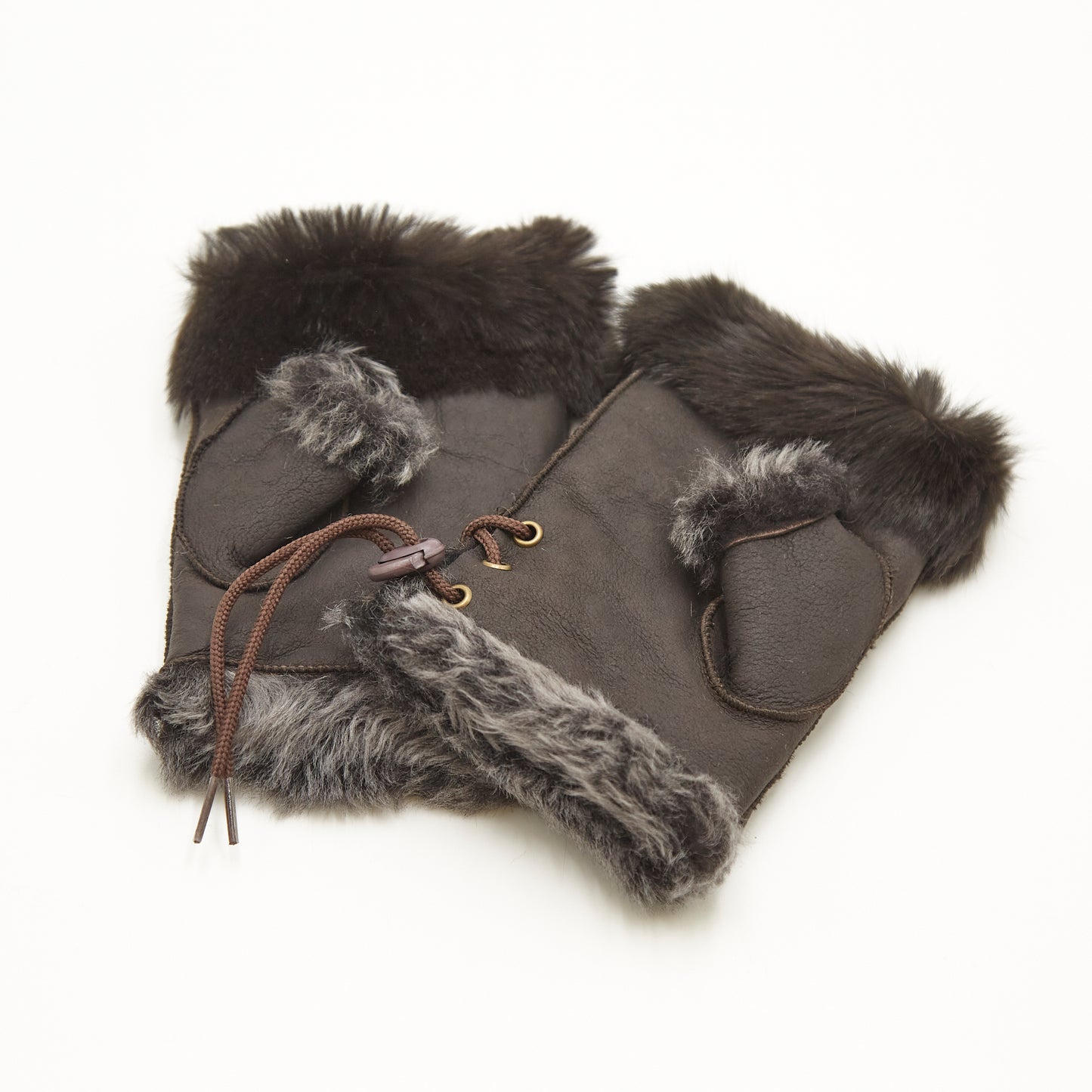 Mitones piel vuelta marrón