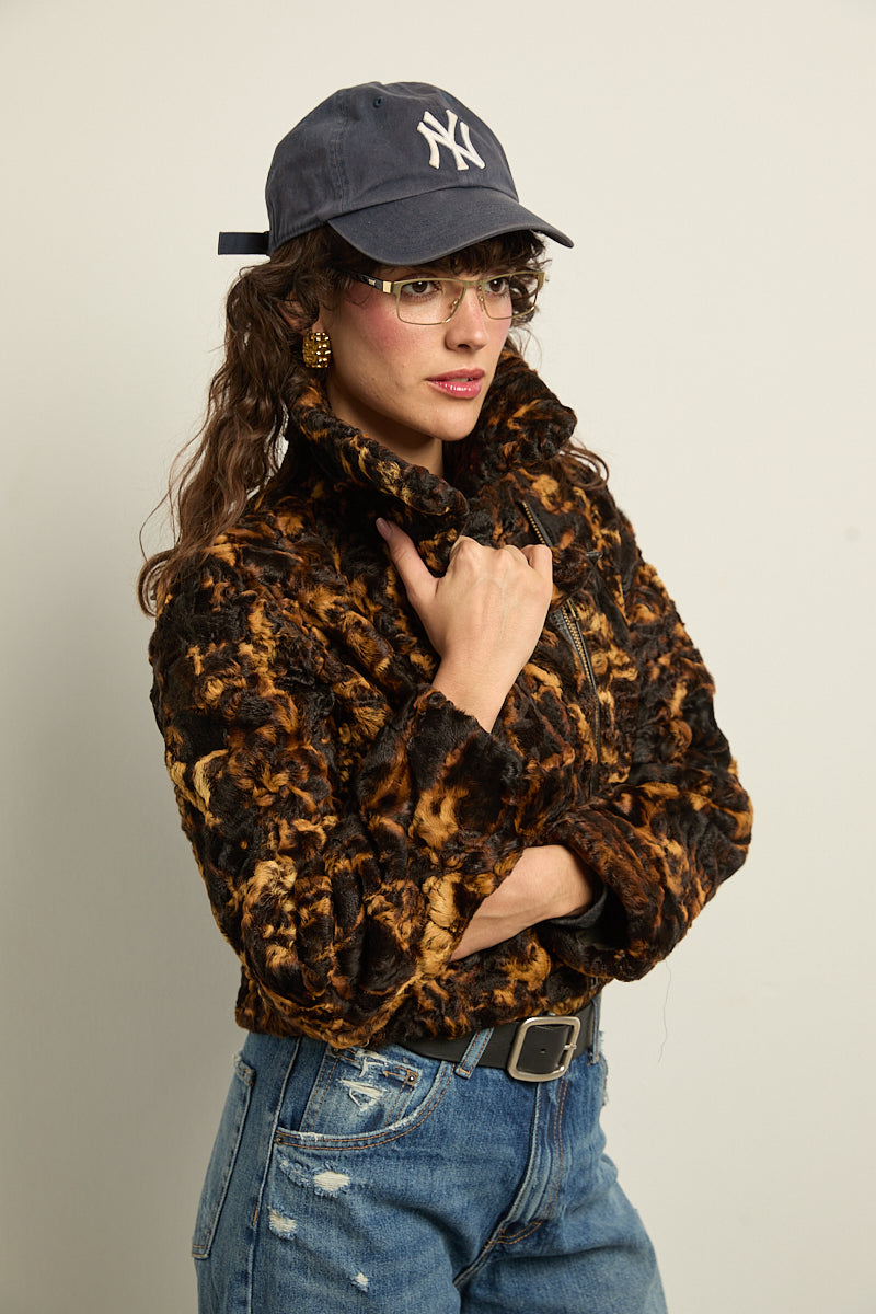 Biker crop piel de astracán