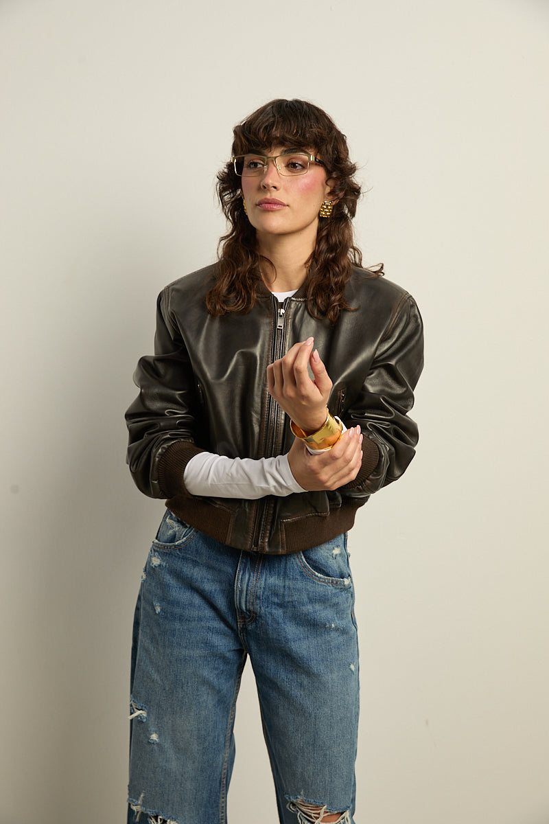 Cazadora tipo bomber de cuero