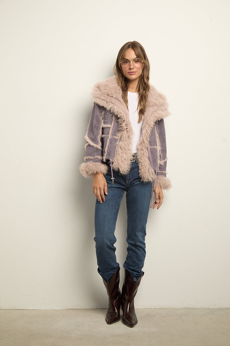 Chaqueta doble faz lila rabbit con cordero