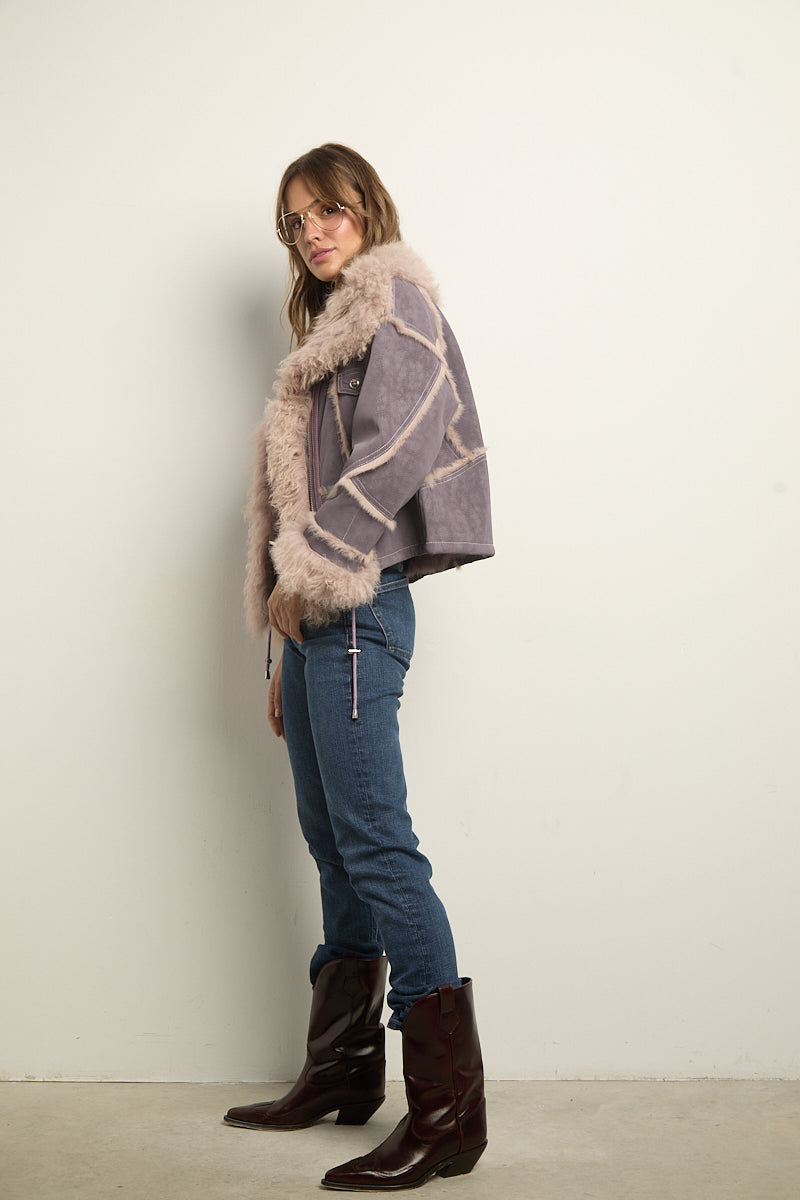 Chaqueta doble faz lila rabbit con cordero