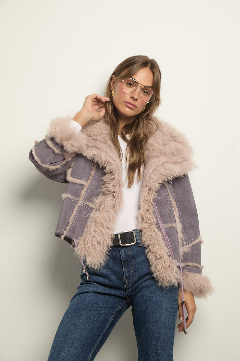 Chaqueta doble faz lila rabbit con cordero