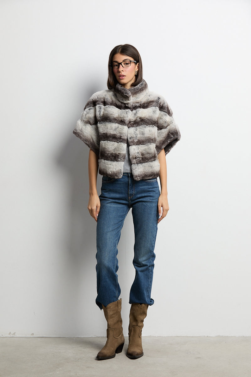 Bolero de piel rex chinchilla