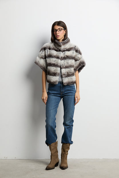 Bolero de piel rex chinchilla