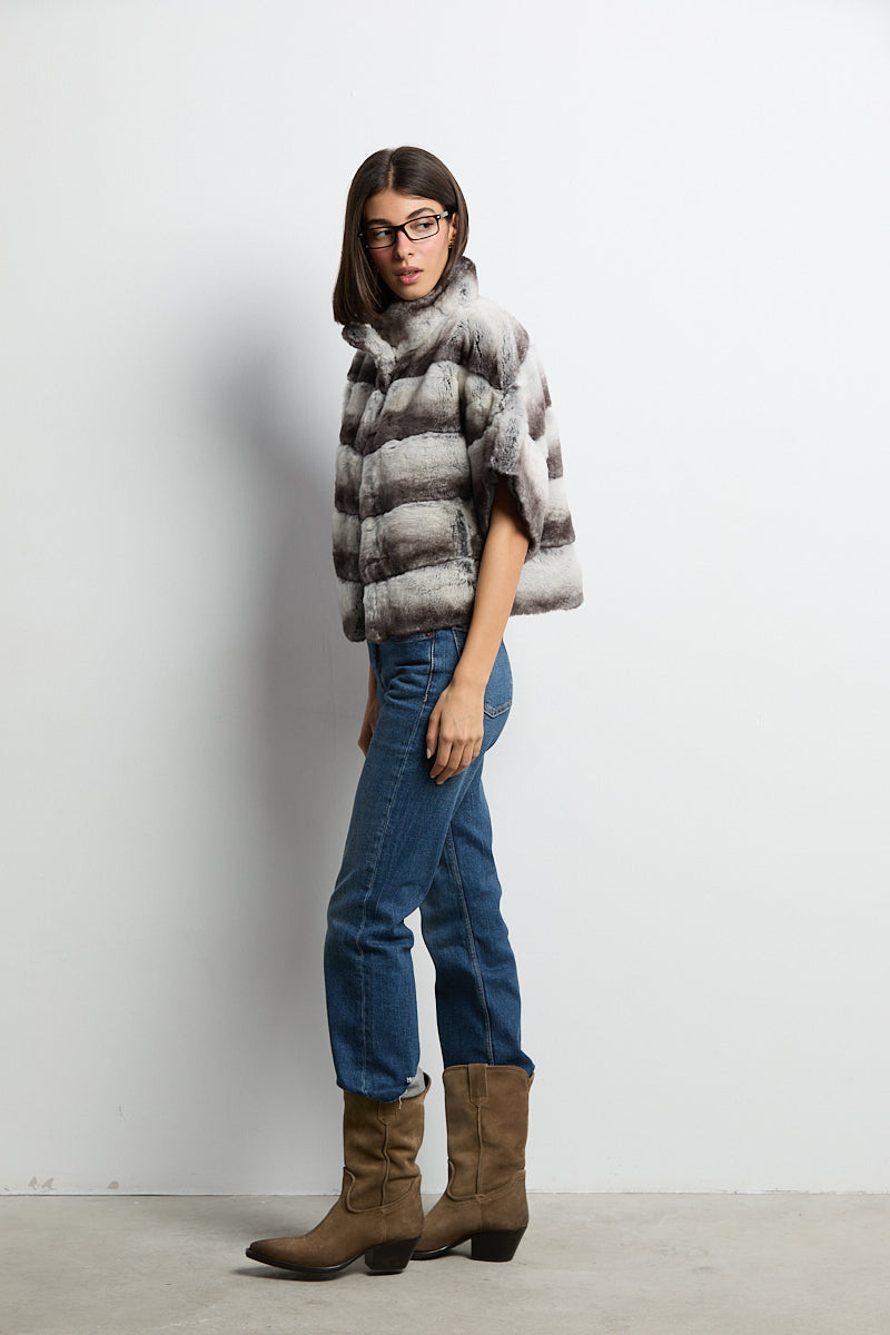 Bolero de piel rex chinchilla