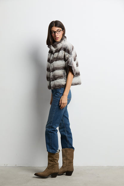 Bolero de piel rex chinchilla