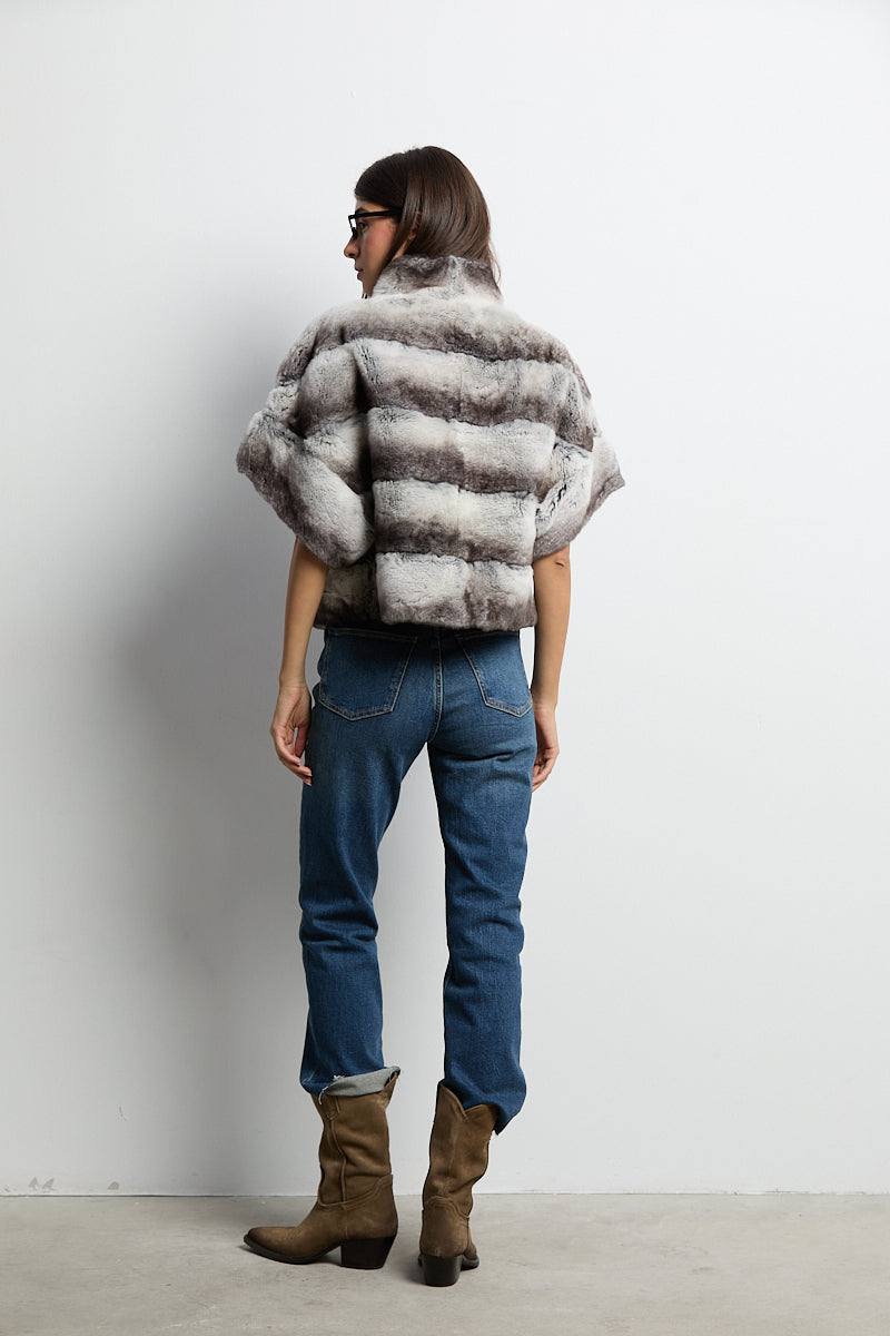 Bolero de piel rex chinchilla
