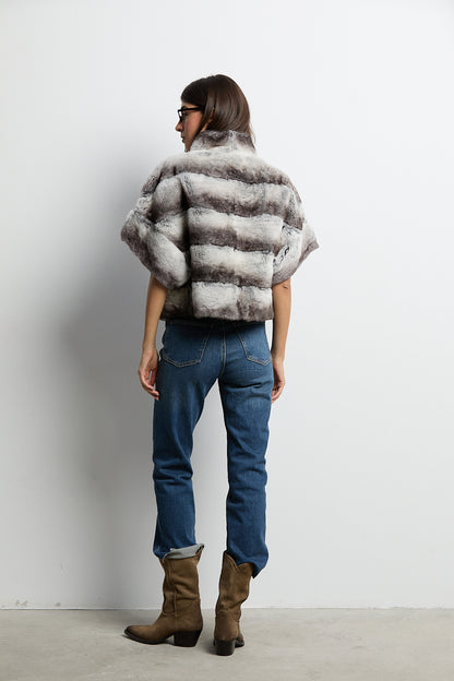 Bolero de piel rex chinchilla