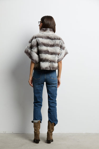 Bolero de piel rex chinchilla