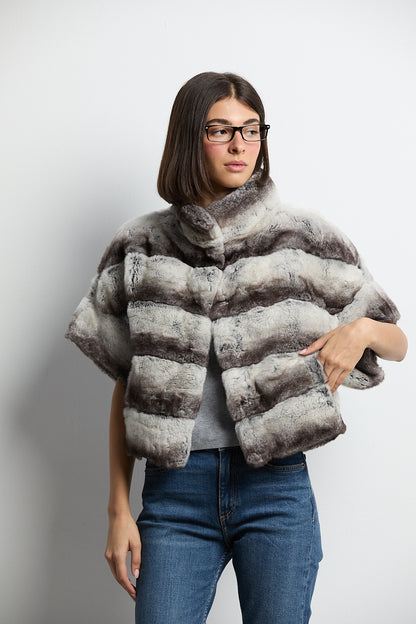 Bolero de piel rex chinchilla