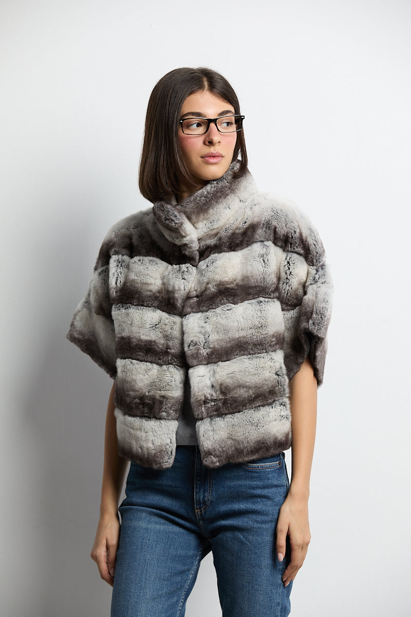 Bolero de piel rex chinchilla