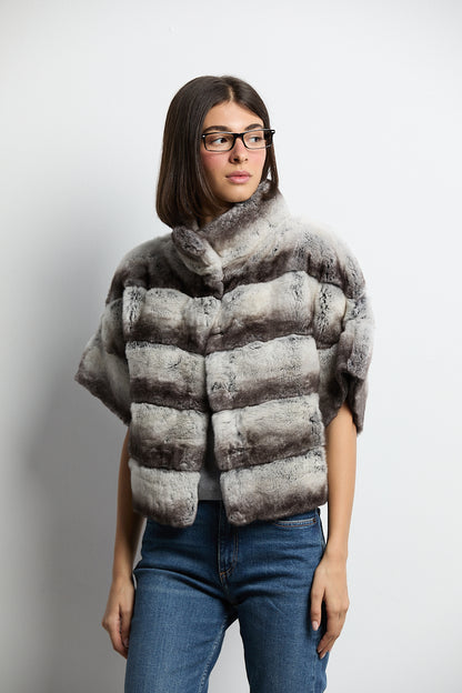 Bolero de piel rex chinchilla