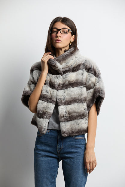 Bolero de piel rex chinchilla