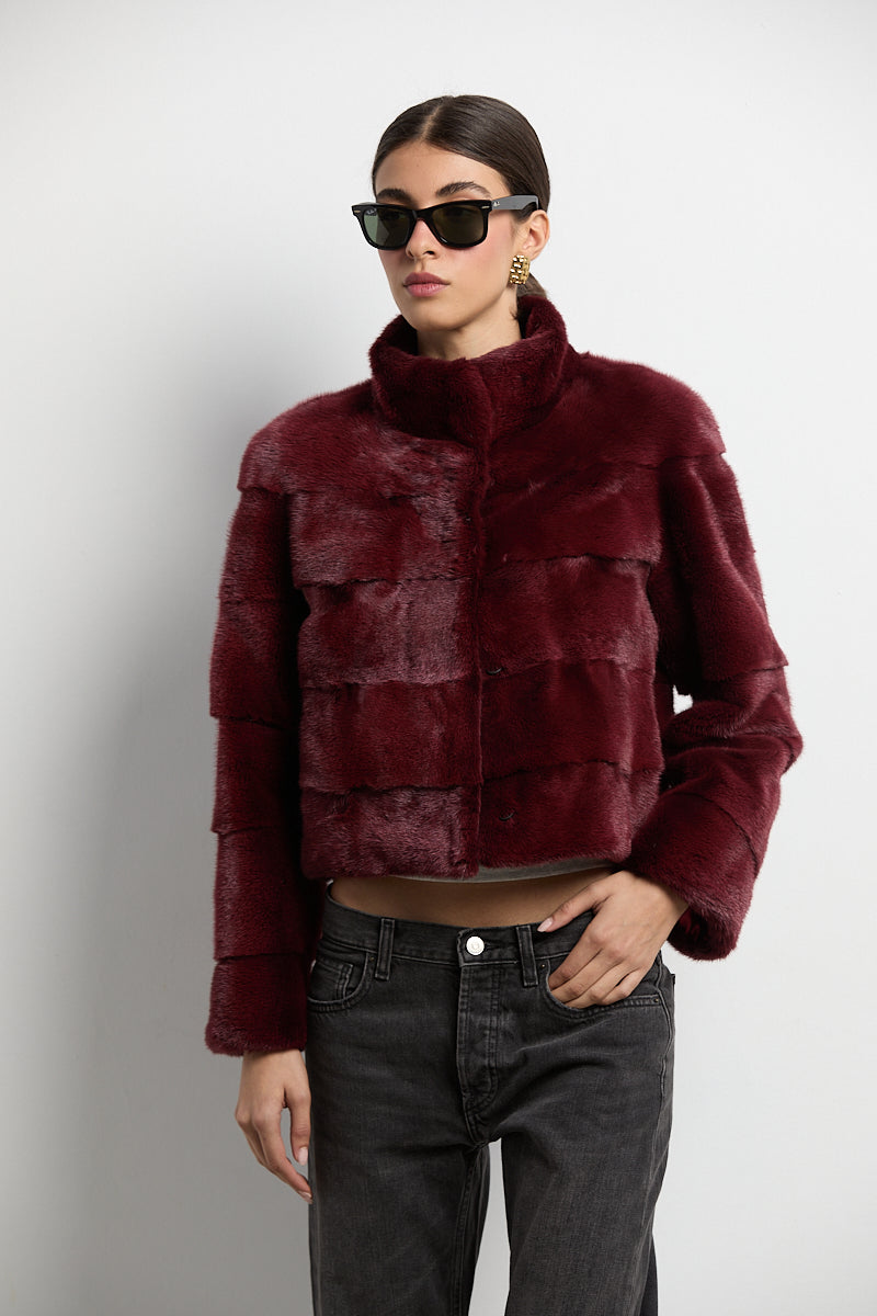 Chaqueta visón burdeos modelo Event