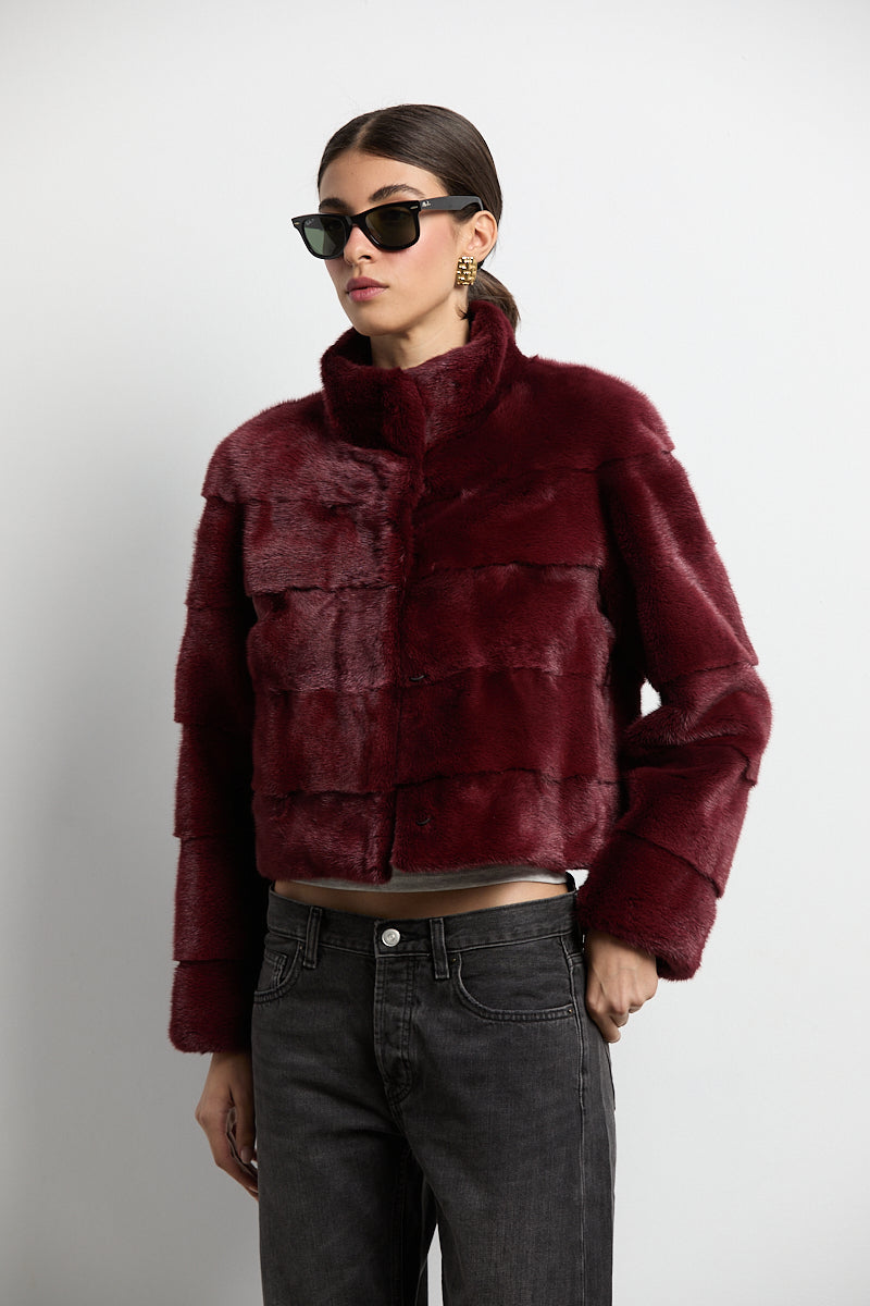 Chaqueta visón burdeos modelo Event