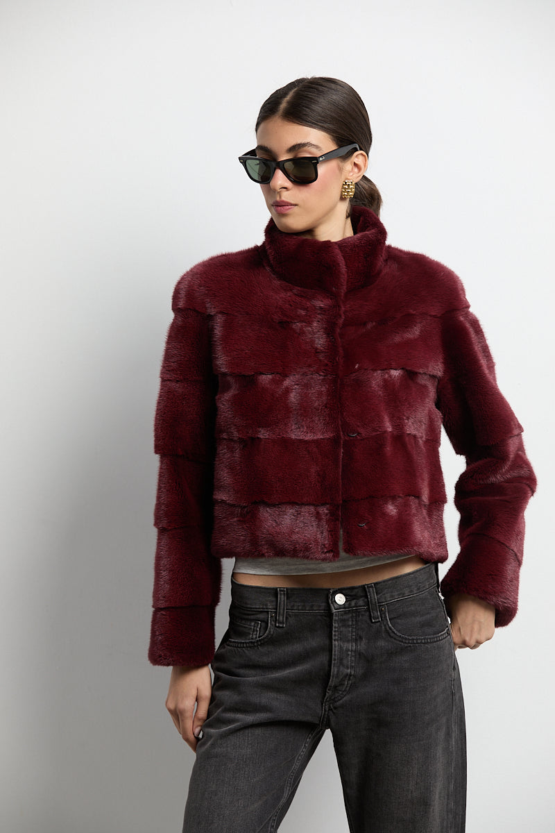 Chaqueta visón burdeos modelo Event