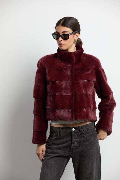 Chaqueta visón burdeos modelo Event