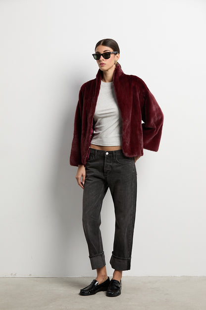 Chaqueta de visón modelo Kyoto burdeos