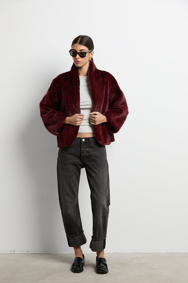 Chaqueta de visón modelo Kyoto burdeos