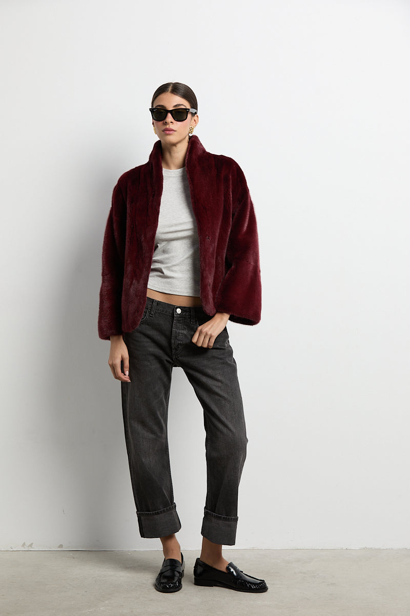 Chaqueta de visón modelo Kyoto burdeos